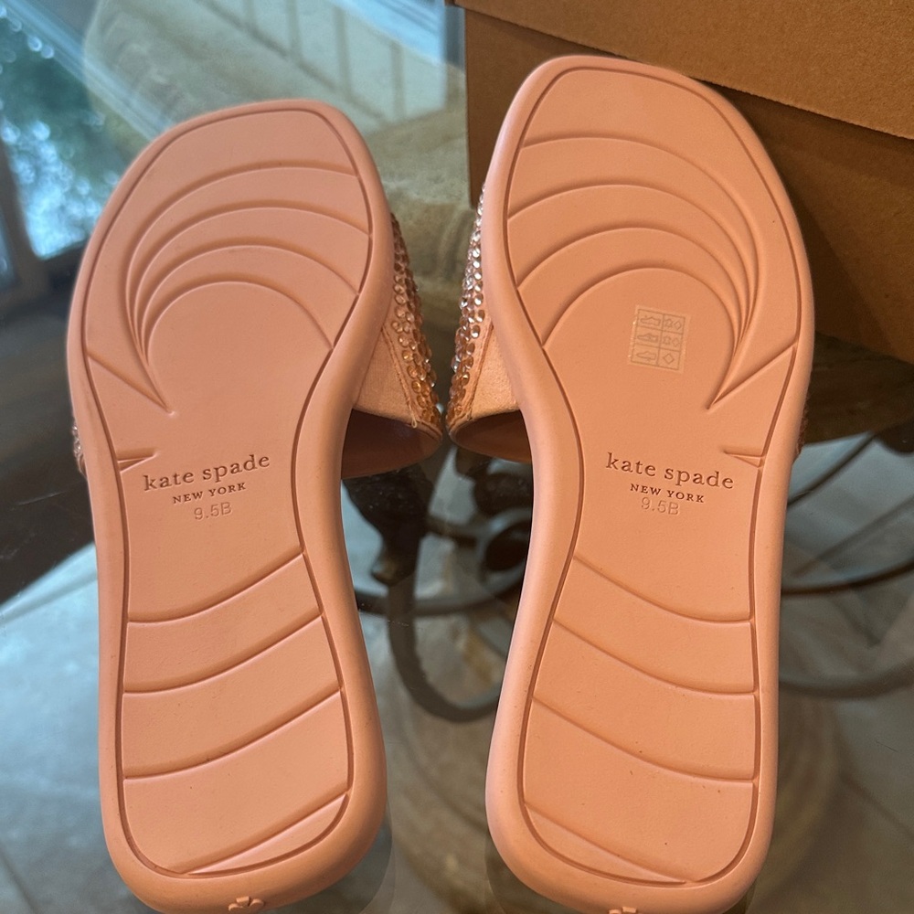 Brand New $120 Kate Spade Pink Rhinestone All That Glitters Slide Sandals sz 9.5 - Picture 9 of 16